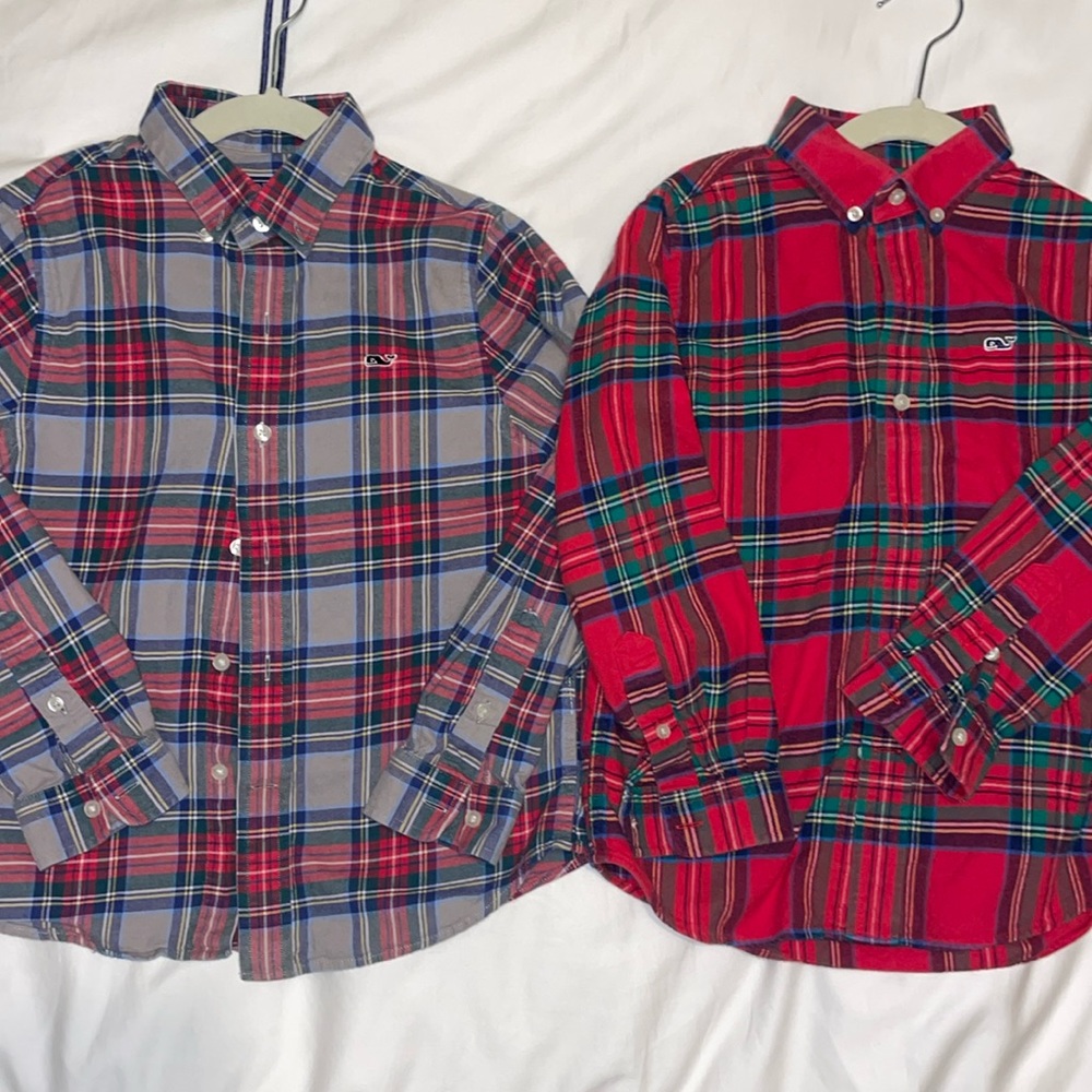 2 Vineyard vines flannel, size 7 button downs
